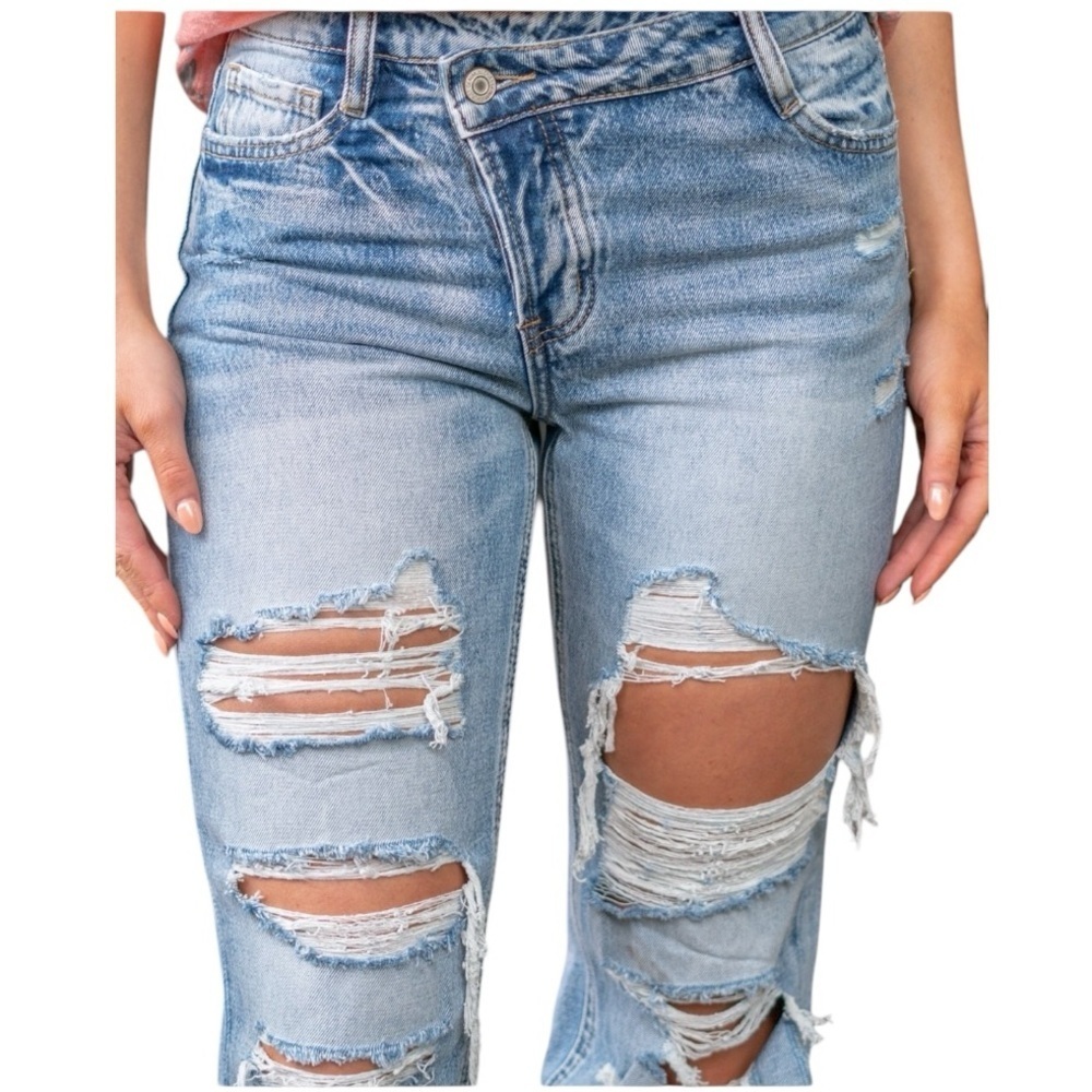 NWT Vervet Women's Kassie Boyfriend High Rise Straight Distressed Jeans size 29 - Picture 3 of 11